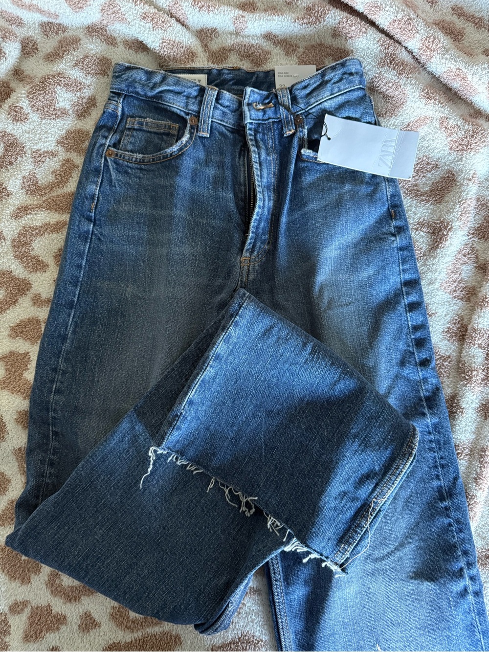 Zara Blue Washed High-Rise Straight Jeans - Picture 1 of 4